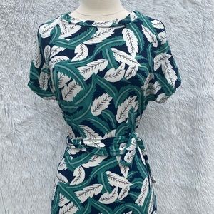 NWT - Women Green Tropical Print Short Sleeve Dress